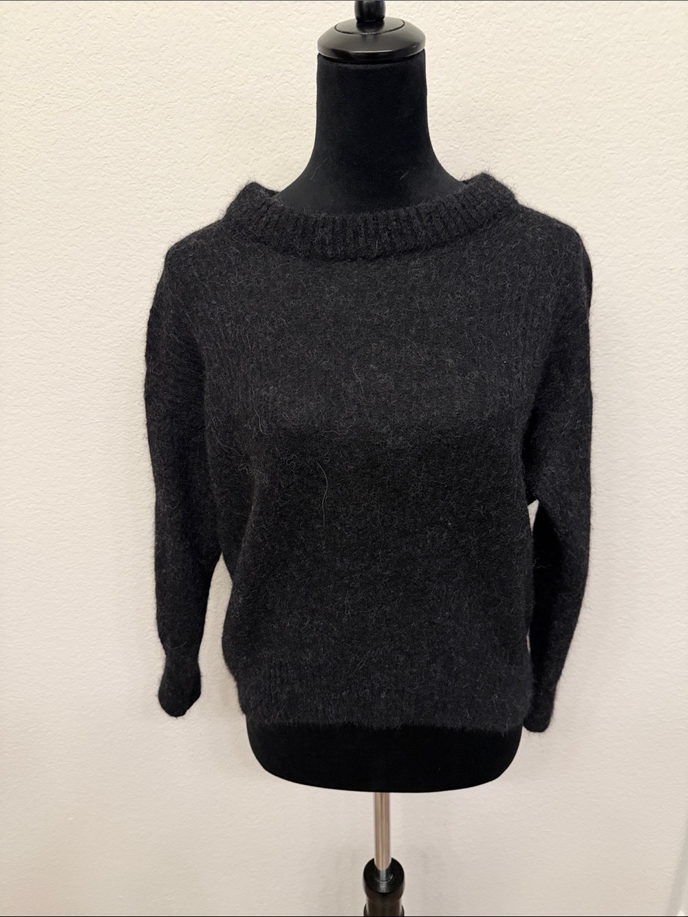 Everlane Black Fuzzy Crewneck Sweater